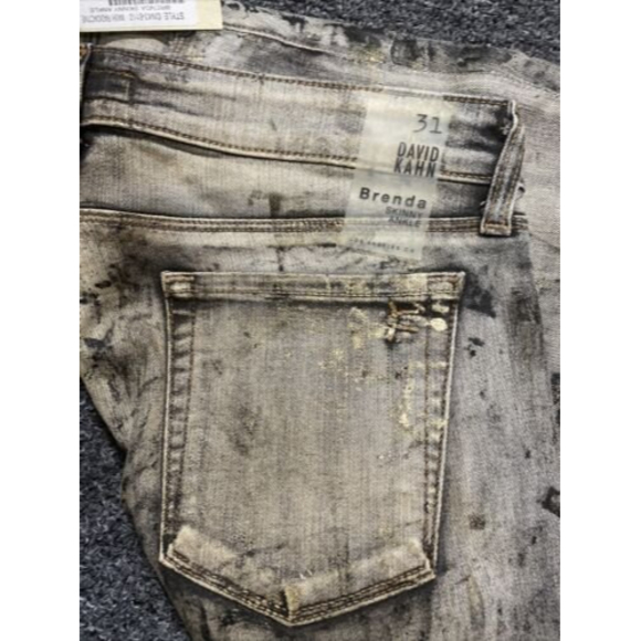 David Khan Women Jeans 31x33 Radioactive Brenda Skinny Ankle Denim Metallic Gold - Picture 4 of 8